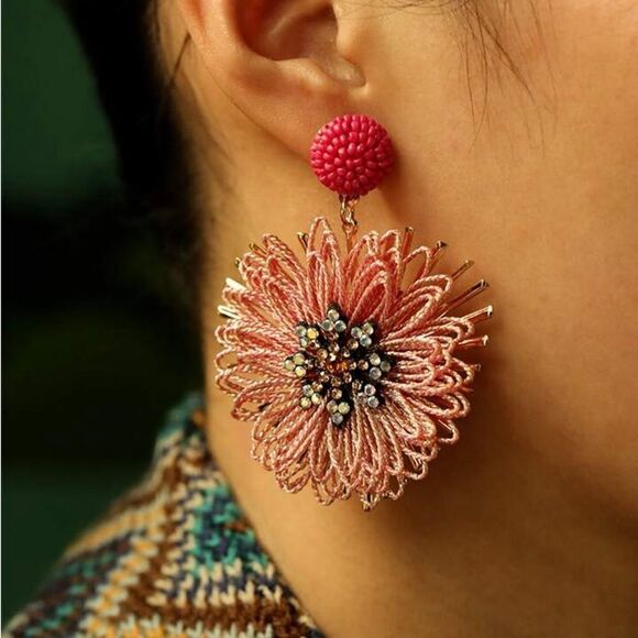 Flower drop earrings N970 - Picture 2 of 5